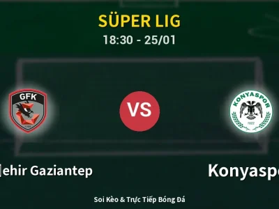 Kết Quả: Gazişehir Gaziantep 1-1 Konyaspor – Highlight & Bàn Thắng | Süper Lig